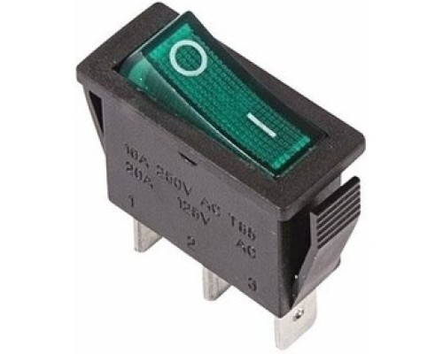[Rexant Кнопки, тумблеры, клавишные выключатели] Rexant 36-2213 Выключатель клавишный 250V 15А (3с) ON-OFF зеленый  с подсветкой  