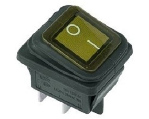 [Rexant Кнопки, тумблеры, клавишные выключатели] Rexant 36-2363 Выключатель клавишный 250V 15А (4с) ON-OFF желтый  с подсветкой  ВЛАГОЗАЩИТА  