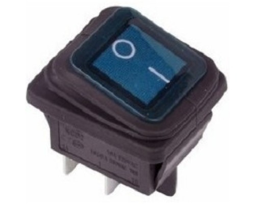 [Rexant Кнопки, тумблеры, клавишные выключатели] Rexant (36-2361) Выключатель клавишный 250V 15А (4с) ON-OFF синий  с подсветкой ВЛАГОЗАЩИТА  