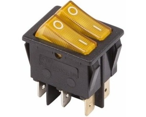 [Rexant Кнопки, тумблеры, клавишные выключатели] Rexant 36-2413 Выключатель клавишный 250V 15А (6с) ON-OFF желтый  с подсветкой  ДВОЙНОЙ  