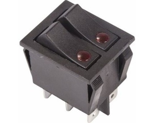 [Rexant Кнопки, тумблеры, клавишные выключатели] Rexant 36-2430 Выключатель клавишный 250V 15А (6с) ON-OFF черный  с подсветкой  ДВОЙНОЙ  