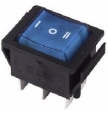 Rexant 36-2391 Выключатель клавишный 250V 15А (6с) ON-OFF-ON синий  с подсветкой и нейтралью  
