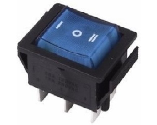 [Rexant Кнопки, тумблеры, клавишные выключатели] Rexant 36-2391 Выключатель клавишный 250V 15А (6с) ON-OFF-ON синий  с подсветкой и нейтралью  