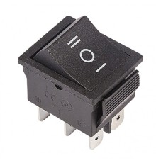 Rexant (36-2370) Выключатель клавишный 250V 15А (6с) ON-OFF-ON черный  с нейтралью  