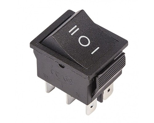 [Rexant Кнопки, тумблеры, клавишные выключатели] Rexant (36-2370) Выключатель клавишный 250V 15А (6с) ON-OFF-ON черный  с нейтралью  