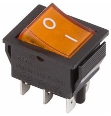Rexant 36-2353 Выключатель клавишный 250V 15А (6с) ON-ON желтый  с подсветкой  