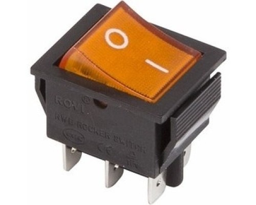 [Rexant Кнопки, тумблеры, клавишные выключатели] Rexant 36-2353 Выключатель клавишный 250V 15А (6с) ON-ON желтый  с подсветкой  
