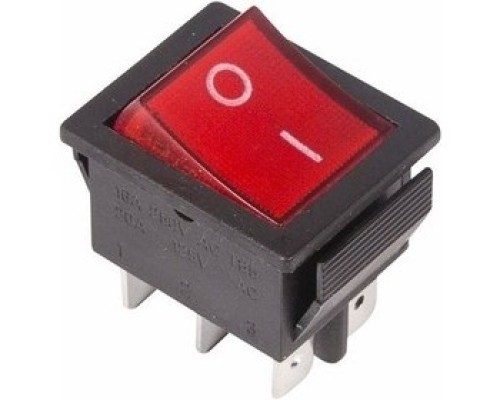 [Rexant Кнопки, тумблеры, клавишные выключатели] Rexant 36-2350 Выключатель клавишный 250V 15А (6с) ON-ON красный  с подсветкой  