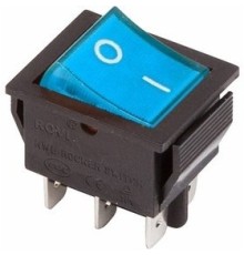 Rexant 36-2351 Выключатель клавишный 250V 15А (6с) ON-ON синий  с подсветкой  