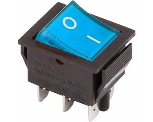 [Rexant Кнопки, тумблеры, клавишные выключатели] Rexant 36-2351 Выключатель клавишный 250V 15А (6с) ON-ON синий  с подсветкой  