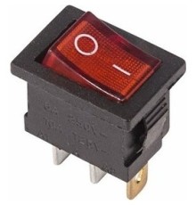 Rexant 36-2150 Выключатель клавишный 250V 6А (3с) ON-OFF красный  с подсветкой  Mini  