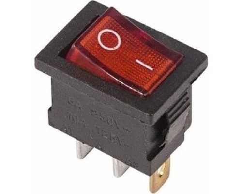 [Rexant Кнопки, тумблеры, клавишные выключатели] Rexant 36-2150 Выключатель клавишный 250V 6А (3с) ON-OFF красный  с подсветкой  Mini  