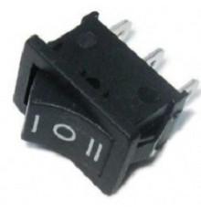 Rexant 36-2145 Выключатель клавишный 250V 6А (3с) ON-OFF-ON черный  с нейтралью  Mini  