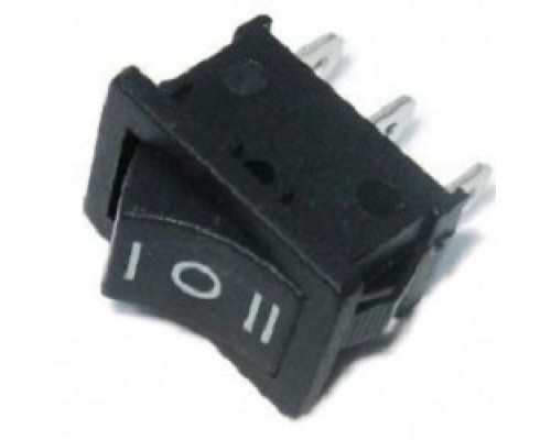 [Rexant Кнопки, тумблеры, клавишные выключатели] Rexant 36-2145 Выключатель клавишный 250V 6А (3с) ON-OFF-ON черный  с нейтралью  Mini  