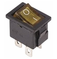 Rexant 36-2192 Выключатель клавишный 250V 6А (4с) ON-OFF желтый  с подсветкой  Mini  