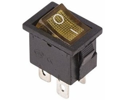 [Rexant Кнопки, тумблеры, клавишные выключатели] Rexant 36-2192 Выключатель клавишный 250V 6А (4с) ON-OFF желтый  с подсветкой  Mini  