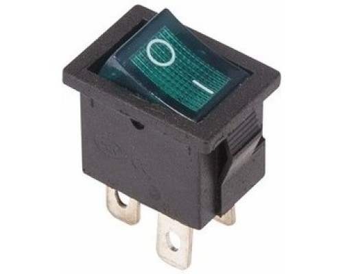 [Rexant Кнопки, тумблеры, клавишные выключатели] Rexant 36-2193 Выключатель клавишный 250V 6А (4с) ON-OFF зеленый  с подсветкой  Mini  