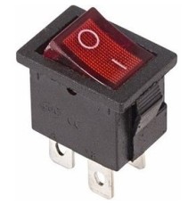 Rexant 36-2190 Выключатель клавишный 250V 6А (4с) ON-OFF красный  с подсветкой  Mini   в уп 10 шт