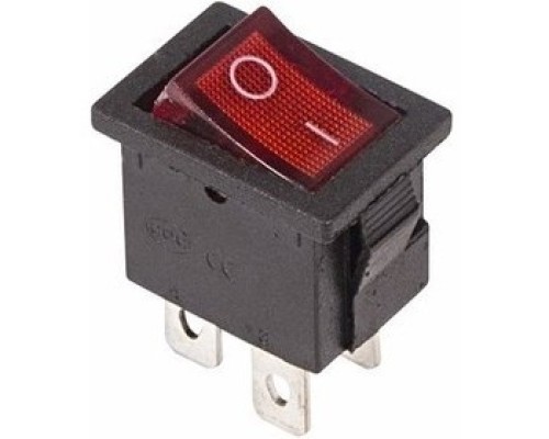 [Rexant Кнопки, тумблеры, клавишные выключатели] Rexant 36-2190 Выключатель клавишный 250V 6А (4с) ON-OFF красный  с подсветкой  Mini   в уп 10 шт