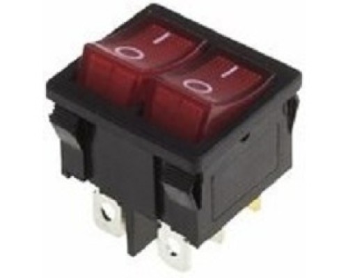 [Rexant Кнопки, тумблеры, клавишные выключатели] Rexant 36-2160 Выключатель клавишный 250V 6А (6с) ON-OFF красный с подсветкой ДВОЙНОЙ  Mini  