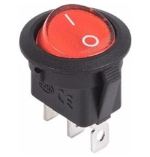 Rexant 36-2585 Выключатель клавишный круглый 12V 20А (3с) ON-OFF красный  с подсветкой  (уп 10 шт)
