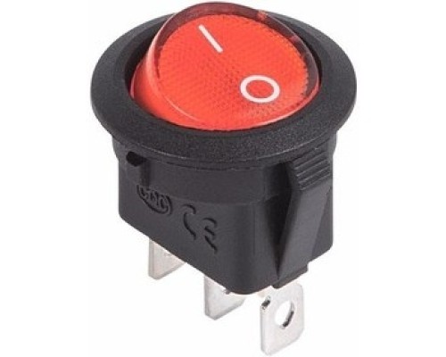 [Rexant Кнопки, тумблеры, клавишные выключатели] Rexant 36-2585 Выключатель клавишный круглый 12V 20А (3с) ON-OFF красный  с подсветкой  (уп 10 шт)