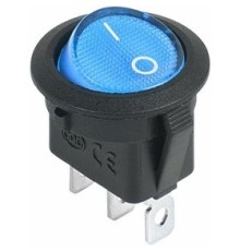 Rexant 36-2586 Выключатель клавишный круглый 12V 20А (3с) ON-OFF синий  с подсветкой  (уп 10 шт)