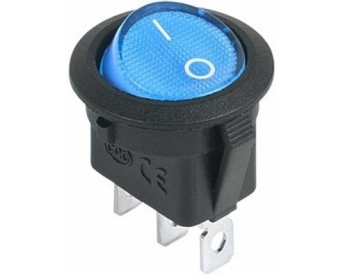 [Rexant Кнопки, тумблеры, клавишные выключатели] Rexant 36-2586 Выключатель клавишный круглый 12V 20А (3с) ON-OFF синий  с подсветкой  (уп 10 шт)