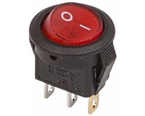 [Rexant Кнопки, тумблеры, клавишные выключатели] Rexant 36-2530 Выключатель клавишный круглый 250V 3А (3с) ON-OFF красный  с подсветкой  Micro  