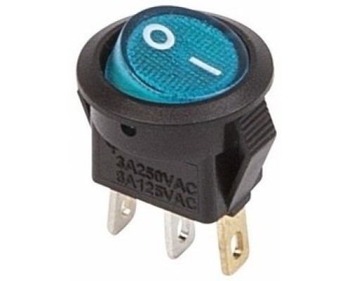 [Rexant Кнопки, тумблеры, клавишные выключатели] Rexant 36-2531 Выключатель клавишный круглый 250V 3А (3с) ON-OFF синий  с подсветкой  Micro  