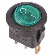 Rexant 36-2573 Выключатель клавишный круглый 250V 6А (3с) ON-OFF зеленый  с подсветкой (упаковка 10 штук) 