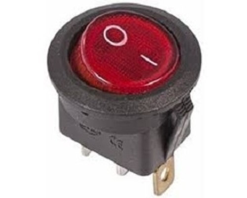 [Rexant Кнопки, тумблеры, клавишные выключатели] Rexant 36-2570 Выключатель клавишный круглый 250V 6А (3с) ON-OFF красный  с подсветкой  