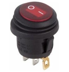 Rexant (36-2595) Выключатель клавишный круглый 250V 6А (3с) ON-OFF красный  с подсветкой  ВЛАГОЗАЩИТА  
