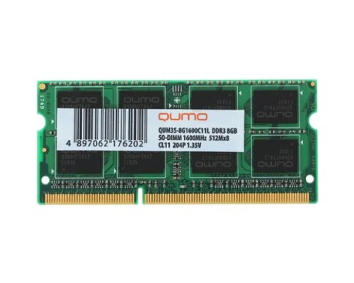 [Модуль памяти] QUMO DDR3 SODIMM 8GB QUM3S-8G1600C11L PC3-12800, 1600MHz, 1.35V OEM/RTL