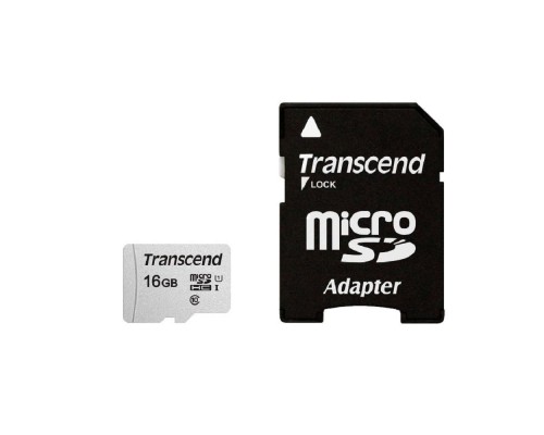 [Карта памяти ] Micro SecureDigital 16Gb Transcend  TS16GUSD300S-A {MicroSDHC Class 10 UHS-I, SD adapter}