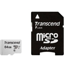 Micro SecureDigital 64Gb Transcend Class 10 TS64GUSD300S-A {MicroSDXC Class 10 UHS-I, SD adapter}
