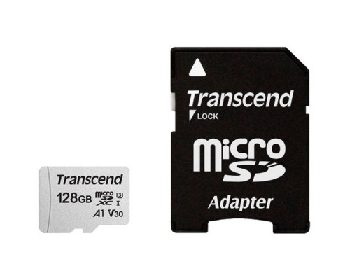 [Карта памяти ] Micro SecureDigital 128Gb Transcend Class 10 TS128GUSD300S-A {MicroSDXC Class 10 UHS-I U3, SD adapter}