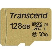 Micro SecureDigital 128Gb Transcend Class 10 TS128GUSD500S {MicroSDXC Class 10 UHS-I U3, SD adapter}
