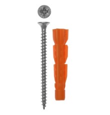 Дюбель универсальный полипропиленовый, без бортика, в комплекте с оцинкованным шурупом, 6 х 52 мм, 8 шт, ЗУБР Мастер 4-301196-06-052
