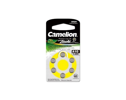 [Батарейка] Camelion  ZA10 BL-6 Mercury Free (A10-BP6(0%Hg), батарейка для слуховых аппаратов, 1.4 V,90mAh)