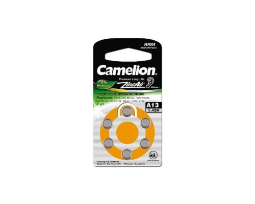 [Батарейка] Camelion  ZA13 BL-6 Mercury Free (A13-BP6(0%Hg), батарейка для слуховых аппаратов, 1.4 V,280mAh)  (6 шт. в уп-ке)
