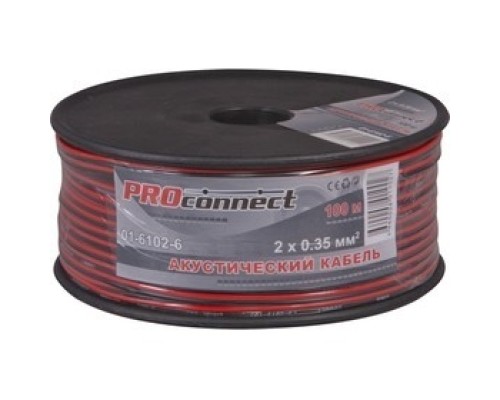 [Акустический кабель] Proconnect 01-6102-6 Кабель акустический, 2х0.35 мм2, красно-черный, 100 м.  