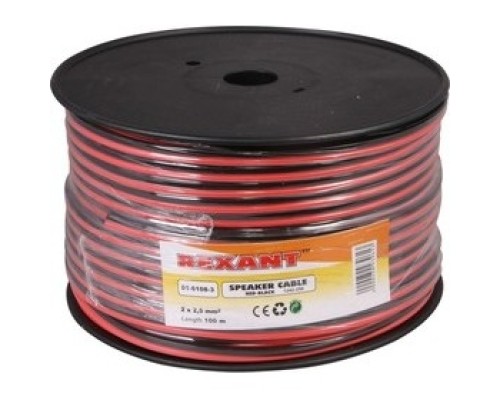 [Акустический кабель] Rexant 01-6108-3 Кабель акустический, 2х2.50 мм2, красно-черный, 100 м.  