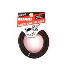 Rexant 01-6101-3-20  Кабель акустический, ШВПМ 2х0.25 мм2, красно-черный, 20 м.  