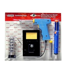 REXANT (12-0164) Набор для пайки (паяльник импульсный 30/70 Вт, оловоотсос, подставка, припой)  