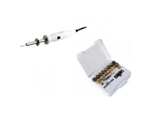 [Паяльные лампы (Автомобильные)] Rexant 12-0187 Набор паяльник-выжигатель (21 насадка) 220V 20/50Вт  