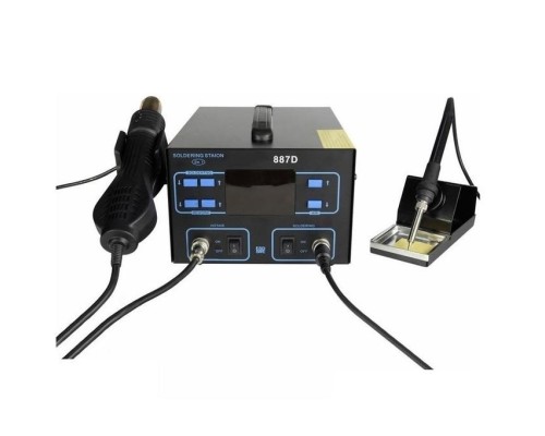 [Паяльные лампы (Автомобильные)] Rexant 12-0727 Паяльная станция (паяльник + термофен) с ЖК дисплеем 100-500°С (R887D) 
