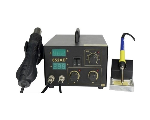 [Паяльные лампы (Автомобильные)] REXANT (12-0724) Паяльная станция (паяльник + термофен) с цифровым дисплеем 100-480°С (R852AD+) 