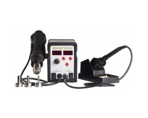 [Паяльные лампы (Автомобильные)] REXANT (12-0721) Паяльная станция (паяльник + термофен) с цифровым дисплеем 150-500°С (R898D) 