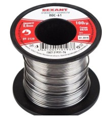 Rexant 09-3120 Припой катушка ПОС-61 без канифоли (O0,8мм, 100гр)  